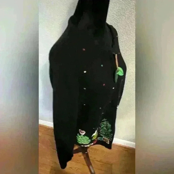 Vintage Heirloom Collection Women’s Size L Zip Front Appliqué Christmas Sweater - Picture 6 of 7